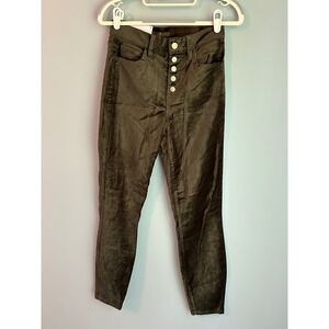 Seven For All Mankind High Waist super Skinny olive Green Velvet Jeans Size 25 N